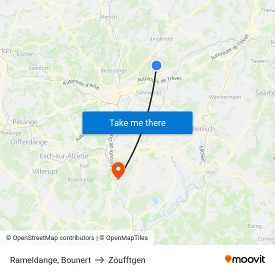 Rameldange, Bounert to Zoufftgen map