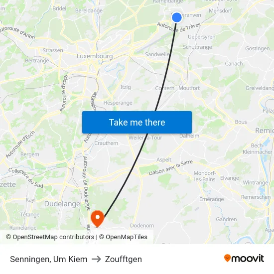 Senningen, Um Kiem to Zoufftgen map
