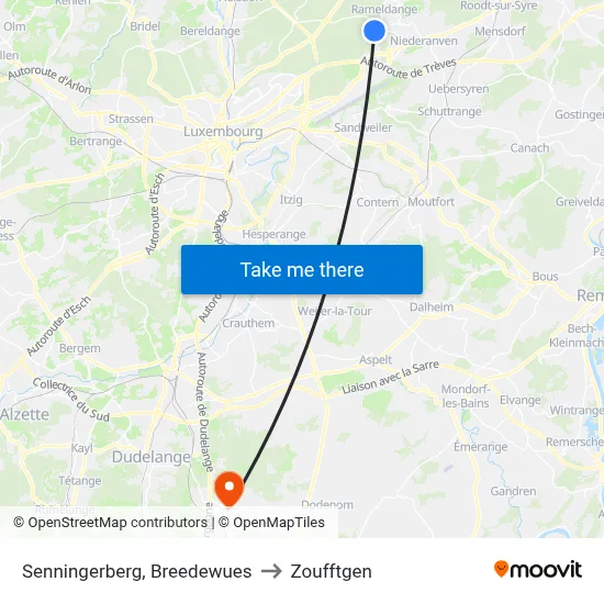 Senningerberg, Breedewues to Zoufftgen map