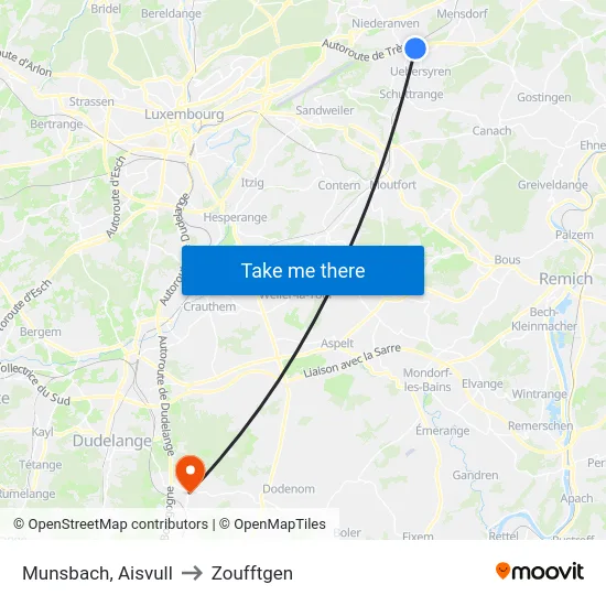 Munsbach, Aisvull to Zoufftgen map