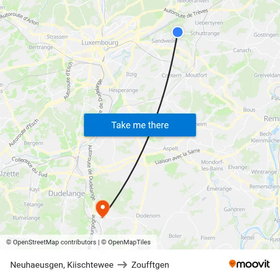 Neuhaeusgen, Kiischtewee to Zoufftgen map
