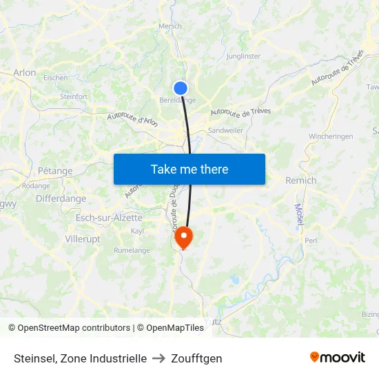 Steinsel, Zone Industrielle to Zoufftgen map