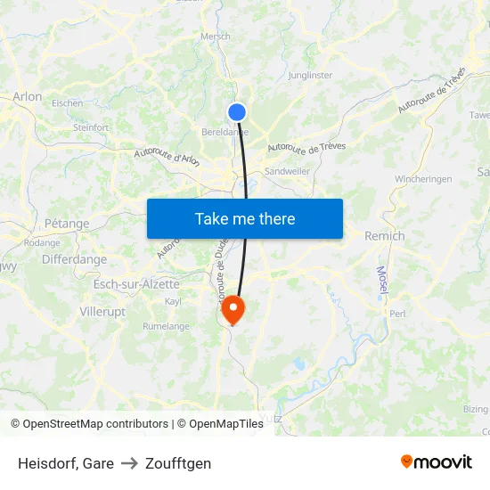Heisdorf, Gare to Zoufftgen map