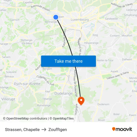 Strassen, Chapelle to Zoufftgen map