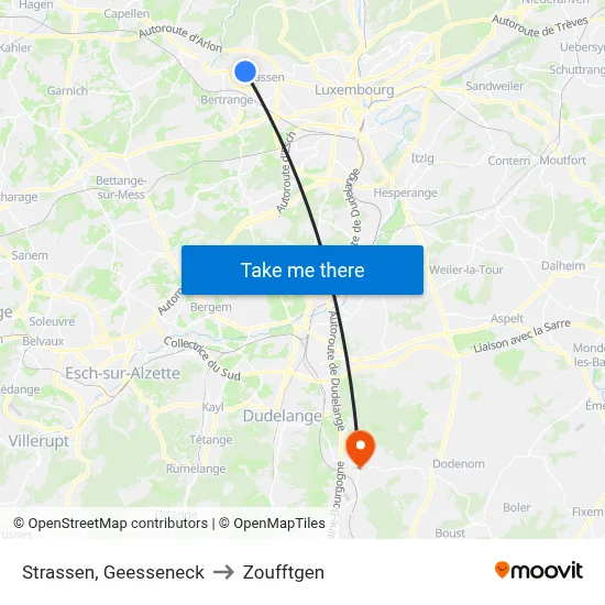 Strassen, Geesseneck to Zoufftgen map