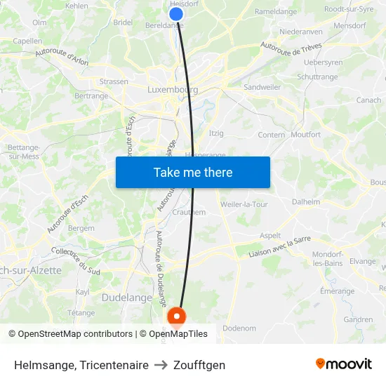 Helmsange, Tricentenaire to Zoufftgen map