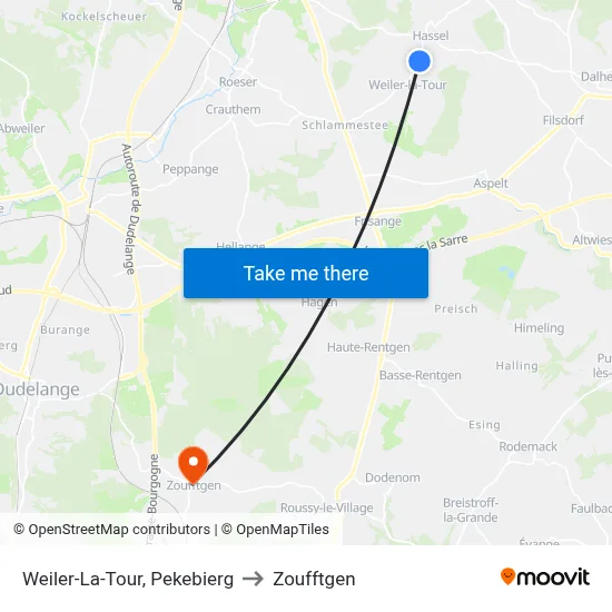 Weiler-La-Tour, Pekebierg to Zoufftgen map