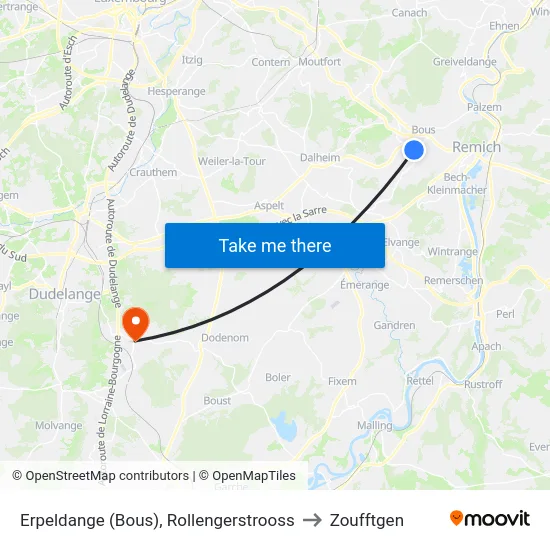 Erpeldange (Bous), Rollengerstrooss to Zoufftgen map