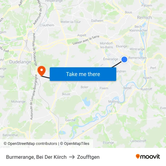 Burmerange, Bei Der Kiirch to Zoufftgen map