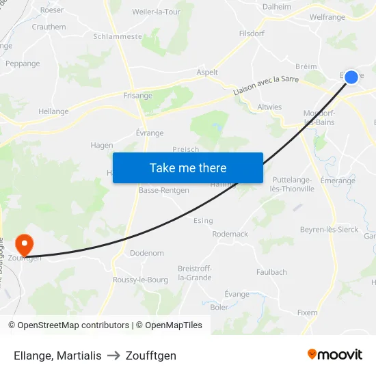 Ellange, Martialis to Zoufftgen map