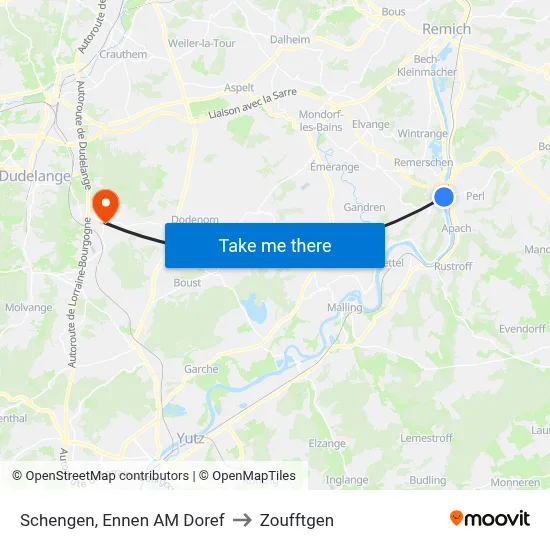 Schengen, Ennen AM Doref to Zoufftgen map