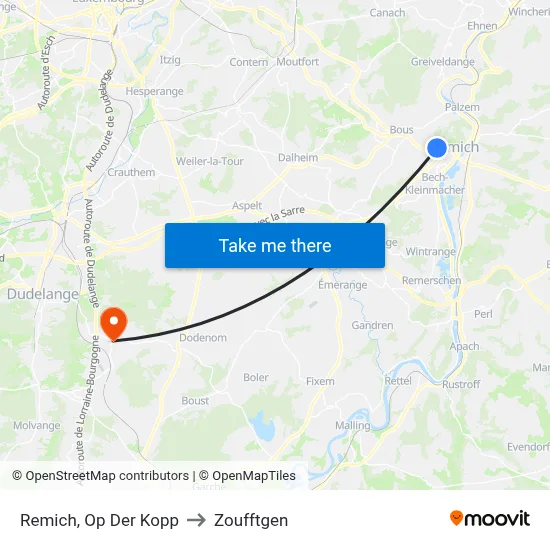 Remich, Op Der Kopp to Zoufftgen map