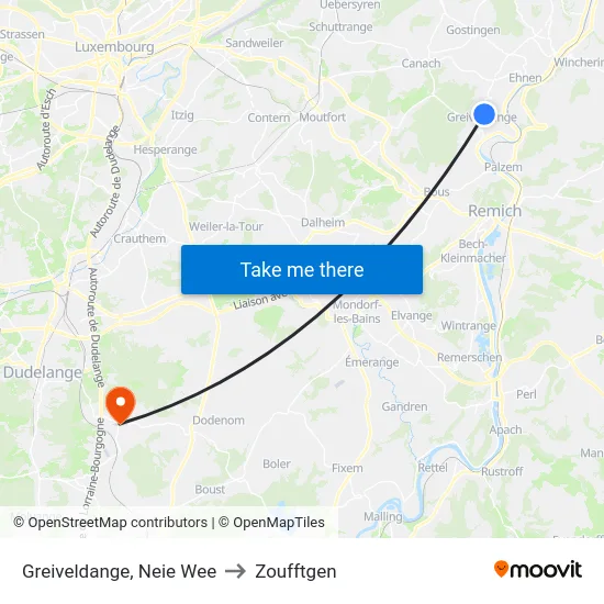 Greiveldange, Neie Wee to Zoufftgen map