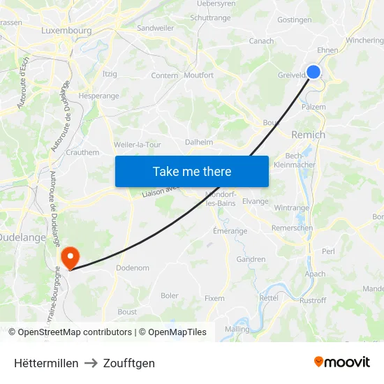 Hëttermillen to Zoufftgen map