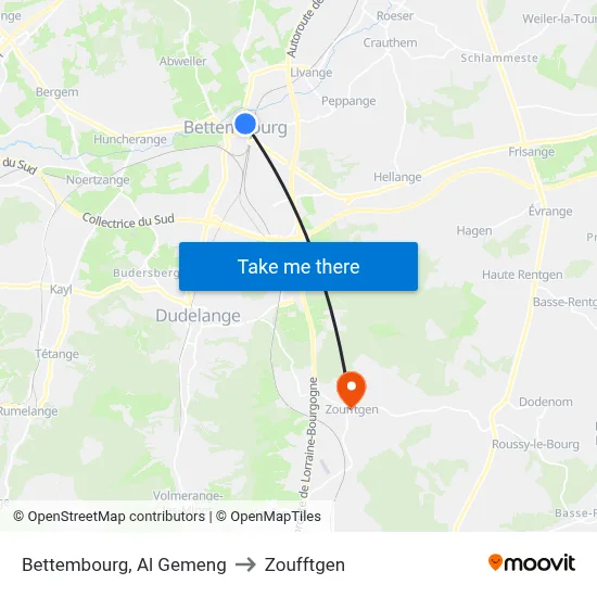 Bettembourg, Al Gemeng to Zoufftgen map