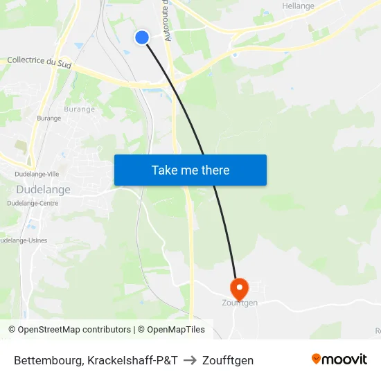 Bettembourg, Krackelshaff-P&T to Zoufftgen map