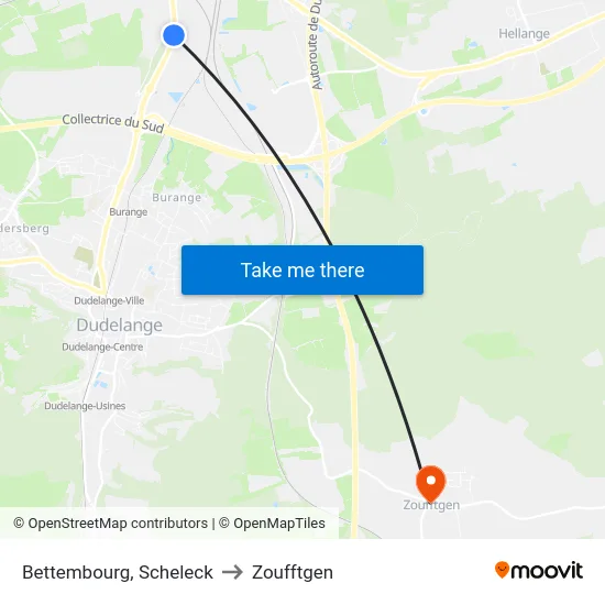 Bettembourg, Scheleck to Zoufftgen map
