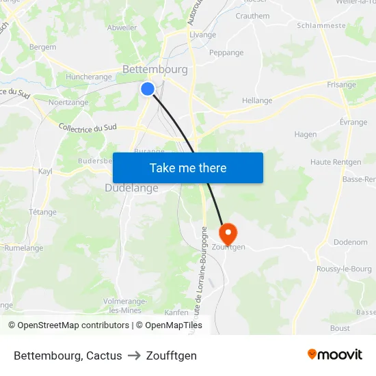 Bettembourg, Cactus to Zoufftgen map