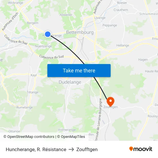 Huncherange, R. Résistance to Zoufftgen map
