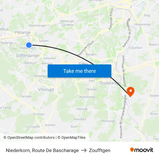Niederkorn, Route De Bascharage to Zoufftgen map