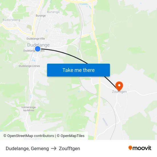 Dudelange, Gemeng to Zoufftgen map