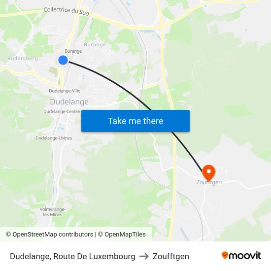 Dudelange, Route De Luxembourg to Zoufftgen map