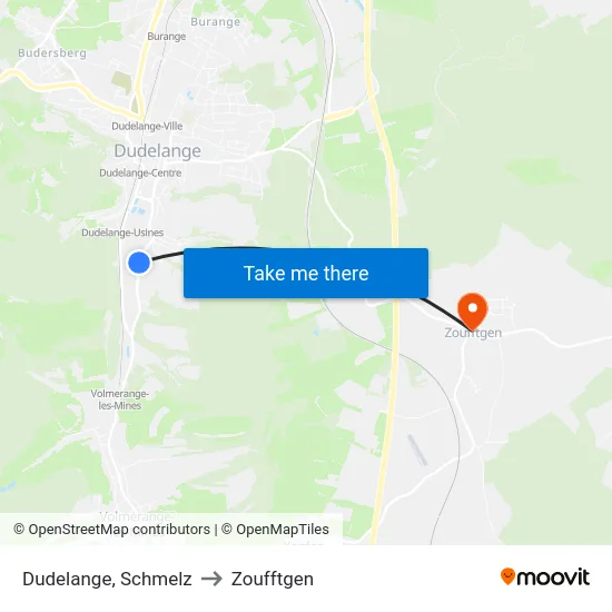 Dudelange, Schmelz to Zoufftgen map
