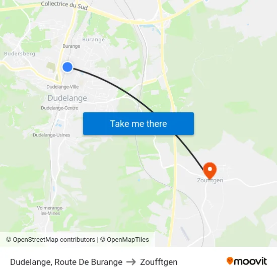 Dudelange, Route De Burange to Zoufftgen map
