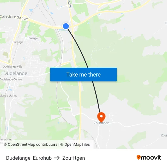 Dudelange, Eurohub to Zoufftgen map