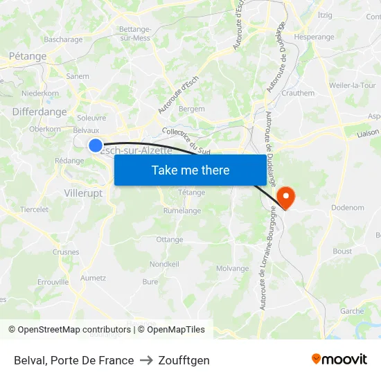 Belval, Porte De France to Zoufftgen map