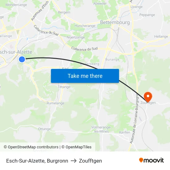 Esch-Sur-Alzette, Burgronn to Zoufftgen map