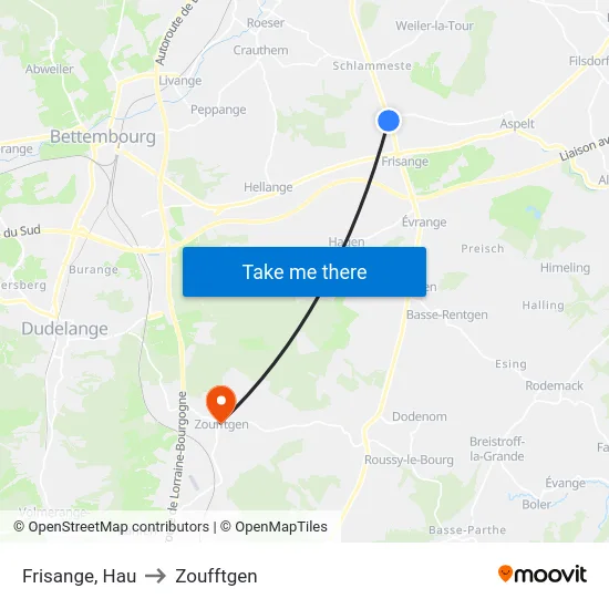 Frisange, Hau to Zoufftgen map