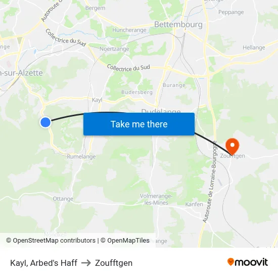 Kayl, Arbed's Haff to Zoufftgen map