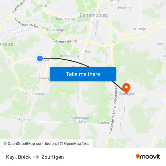 Kayl, Bréck to Zoufftgen map