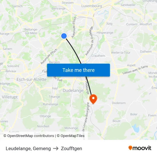 Leudelange, Gemeng to Zoufftgen map