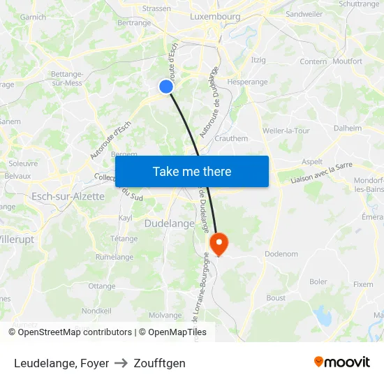 Leudelange, Foyer to Zoufftgen map