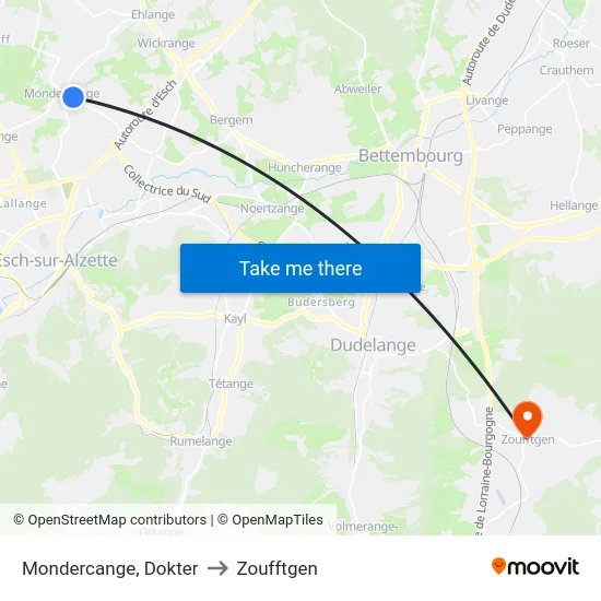Mondercange, Dokter to Zoufftgen map