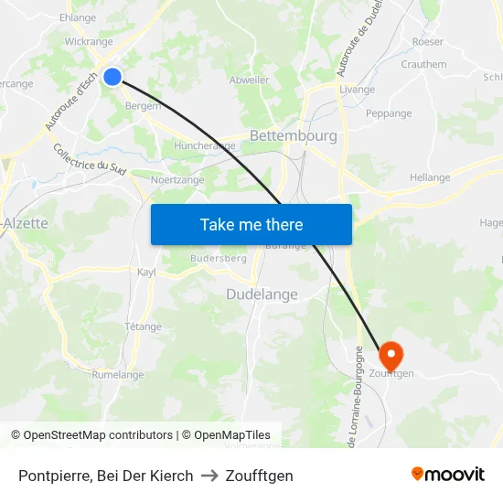 Pontpierre, Bei Der Kierch to Zoufftgen map