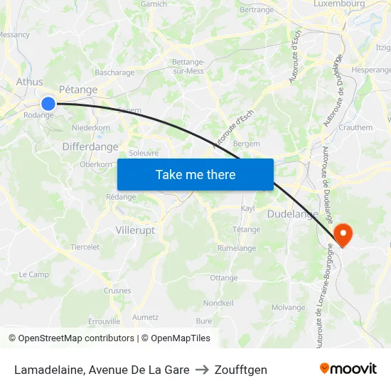 Lamadelaine, Avenue De La Gare to Zoufftgen map