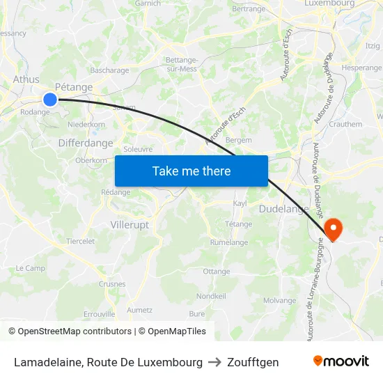 Lamadelaine, Route De Luxembourg to Zoufftgen map