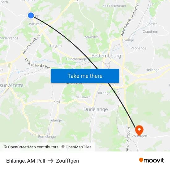Ehlange, AM Pull to Zoufftgen map