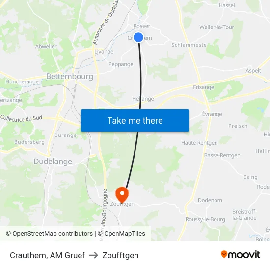 Crauthem, AM Gruef to Zoufftgen map