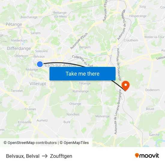 Belvaux, Belval to Zoufftgen map