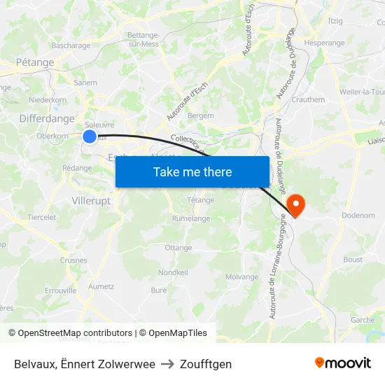 Belvaux, Ënnert Zolwerwee to Zoufftgen map