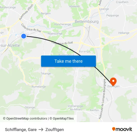 Schifflange, Gare to Zoufftgen map