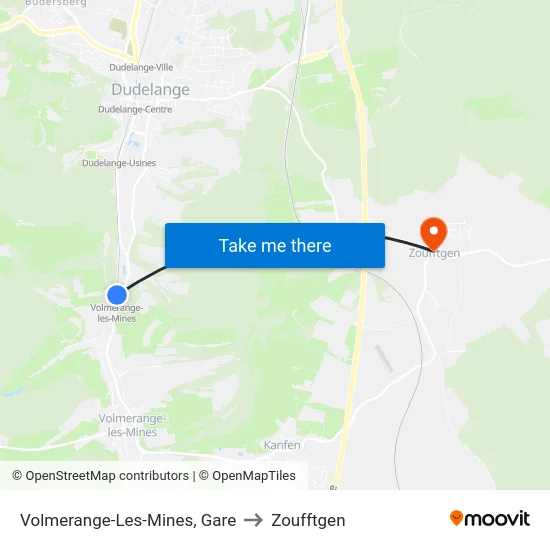 Volmerange-Les-Mines, Gare to Zoufftgen map