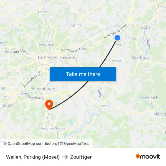 Wellen, Parking (Mosel) to Zoufftgen map