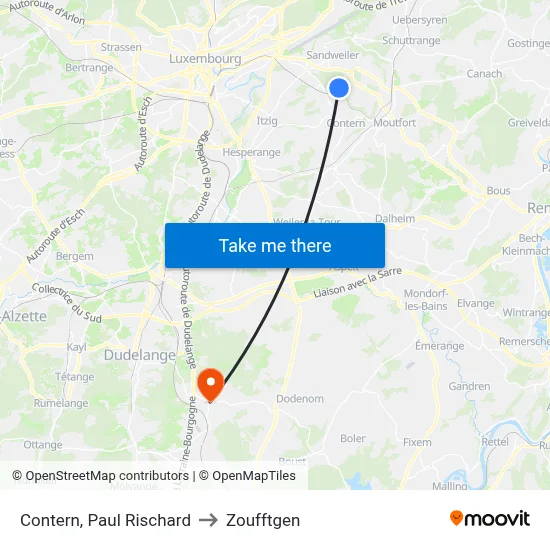 Contern, Paul Rischard to Zoufftgen map