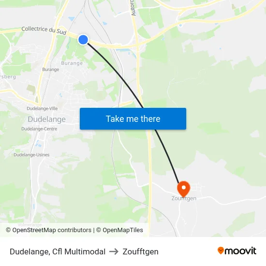 Dudelange, Cfl Multimodal to Zoufftgen map