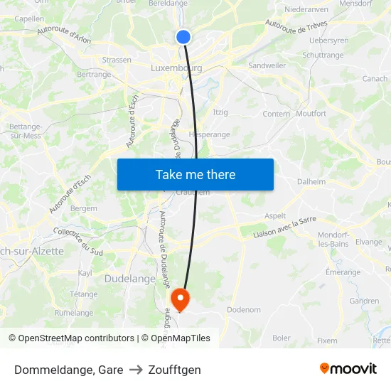 Dommeldange, Gare to Zoufftgen map